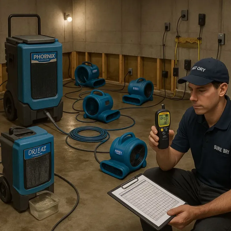 Structural Drying and Dehumidification process in Sherman County, TX